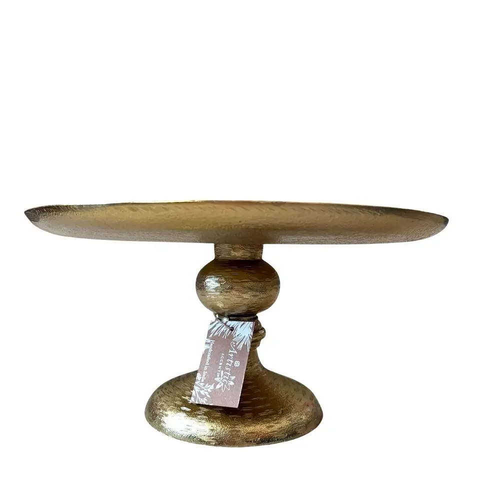 Artistic Accents Gold Metal Cake Stand 12x6 Handcrafted in India New